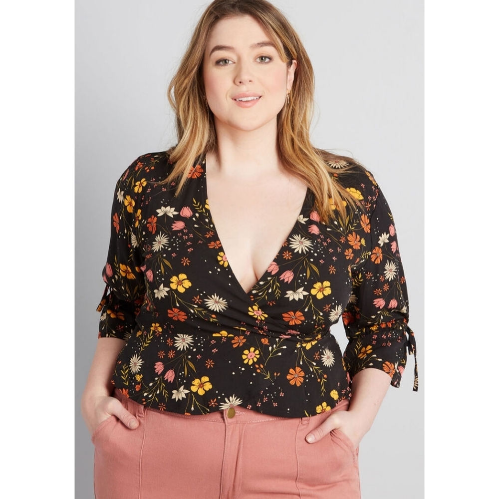 Modcloth Decorative Aesthetic Wrap Top
